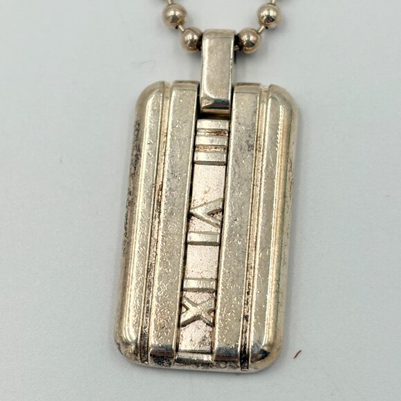 Authentic Tiffany & Co 925 Silver Atlas Tag Pendant Necklace - Picture 3 of 9